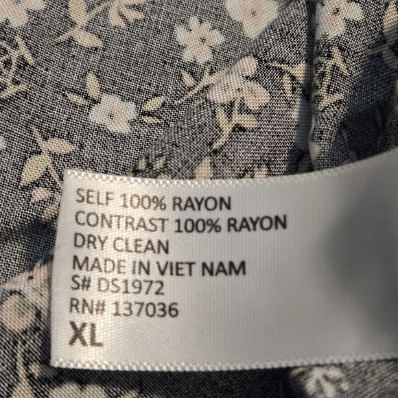 Cal Style Tiered Maxi Dress Women XL Black White Floral Ruffle Soft Flowy Boho - Picture 11 of 13